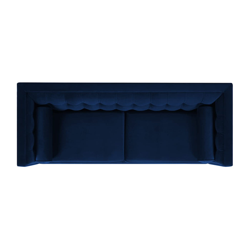 Navy Blue Velvet Tufted Sofa U12358