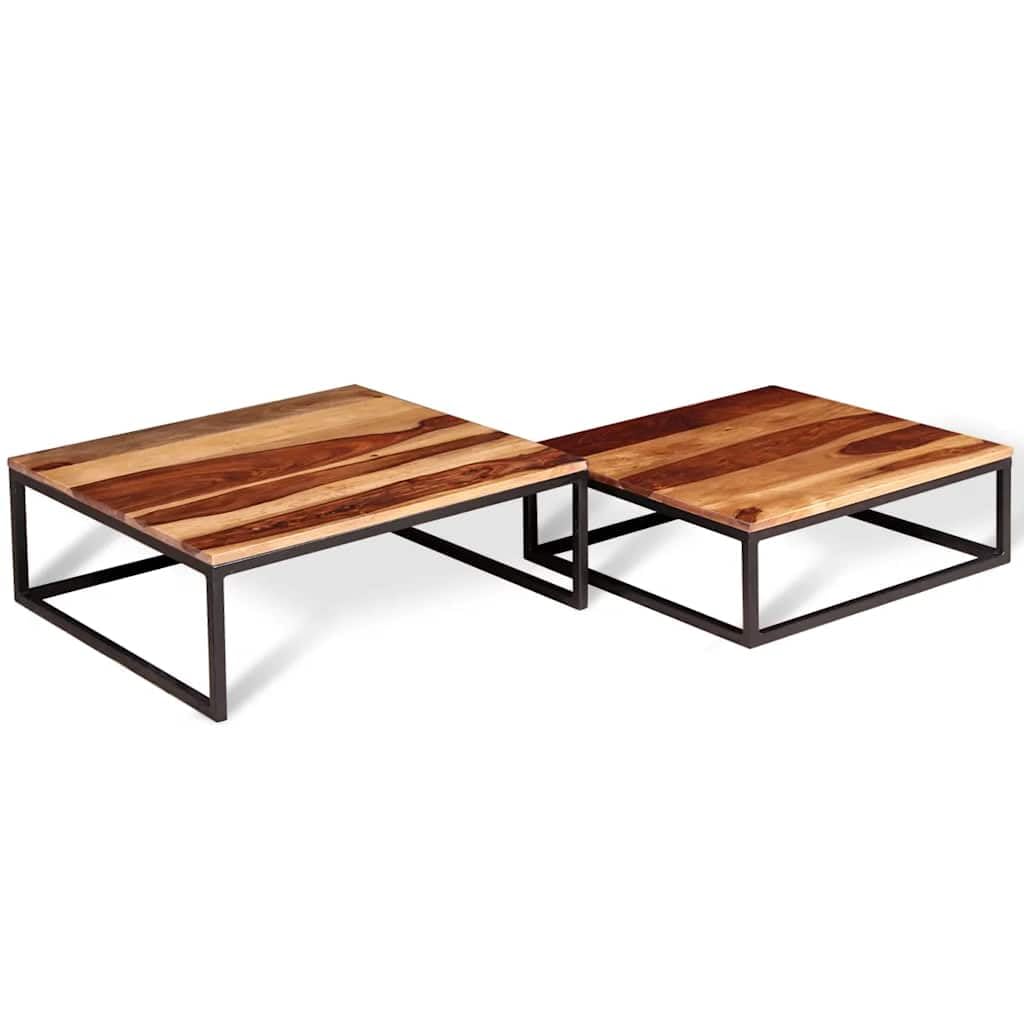 Brown Solid Sheesham Wood Nesting Coffee Table Set of 2 R841