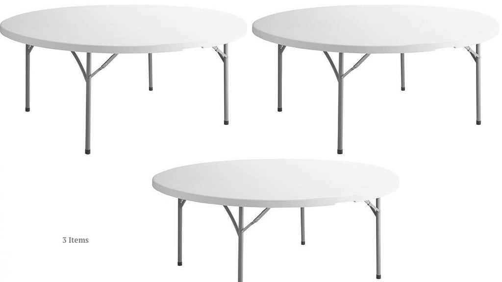 White 72 Inch Round Plastic Folding Table C301