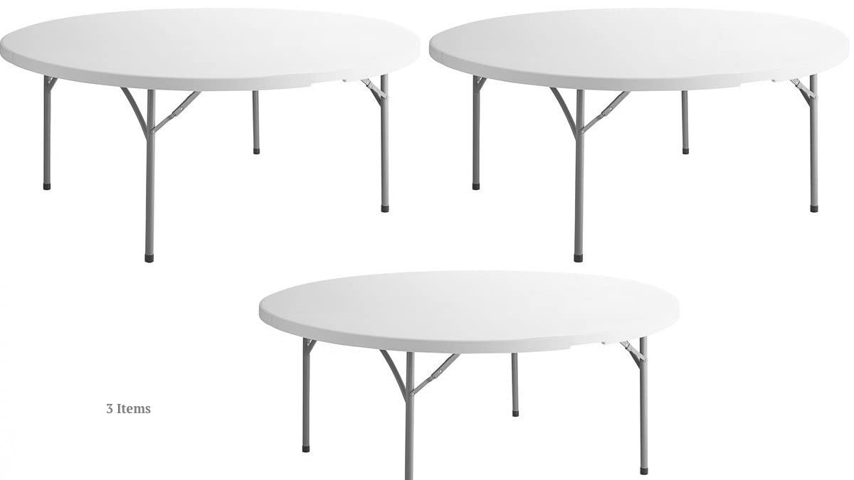 White 72 Inch Round Plastic Folding Table C301