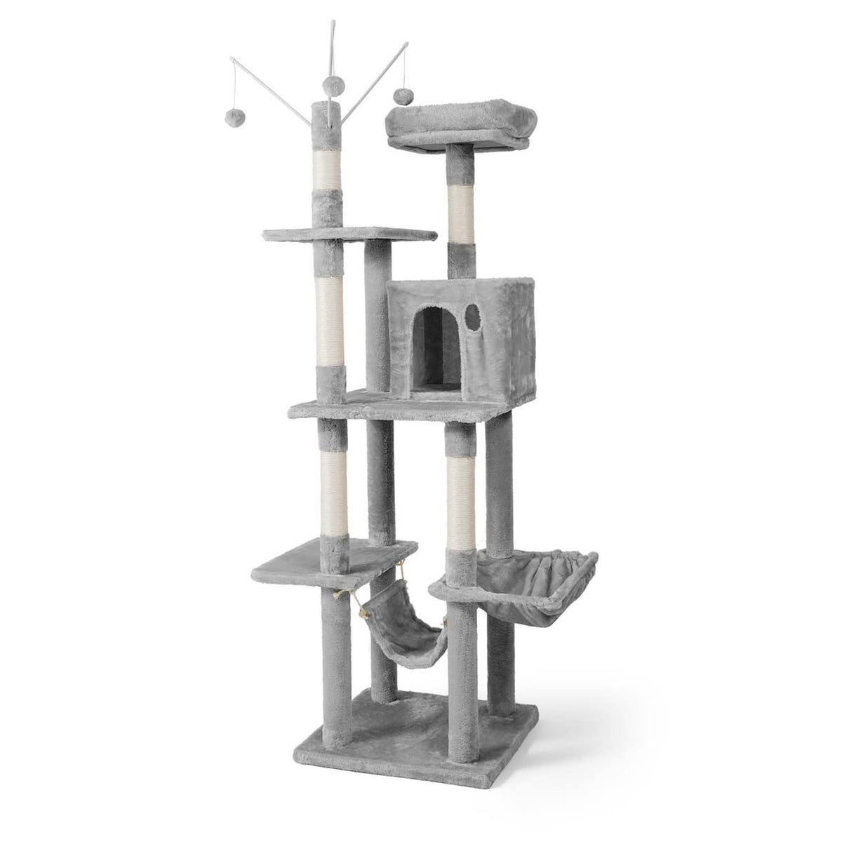70-Inch Multi-Level Cat Tree with Hammock and Cat Cave P3734
