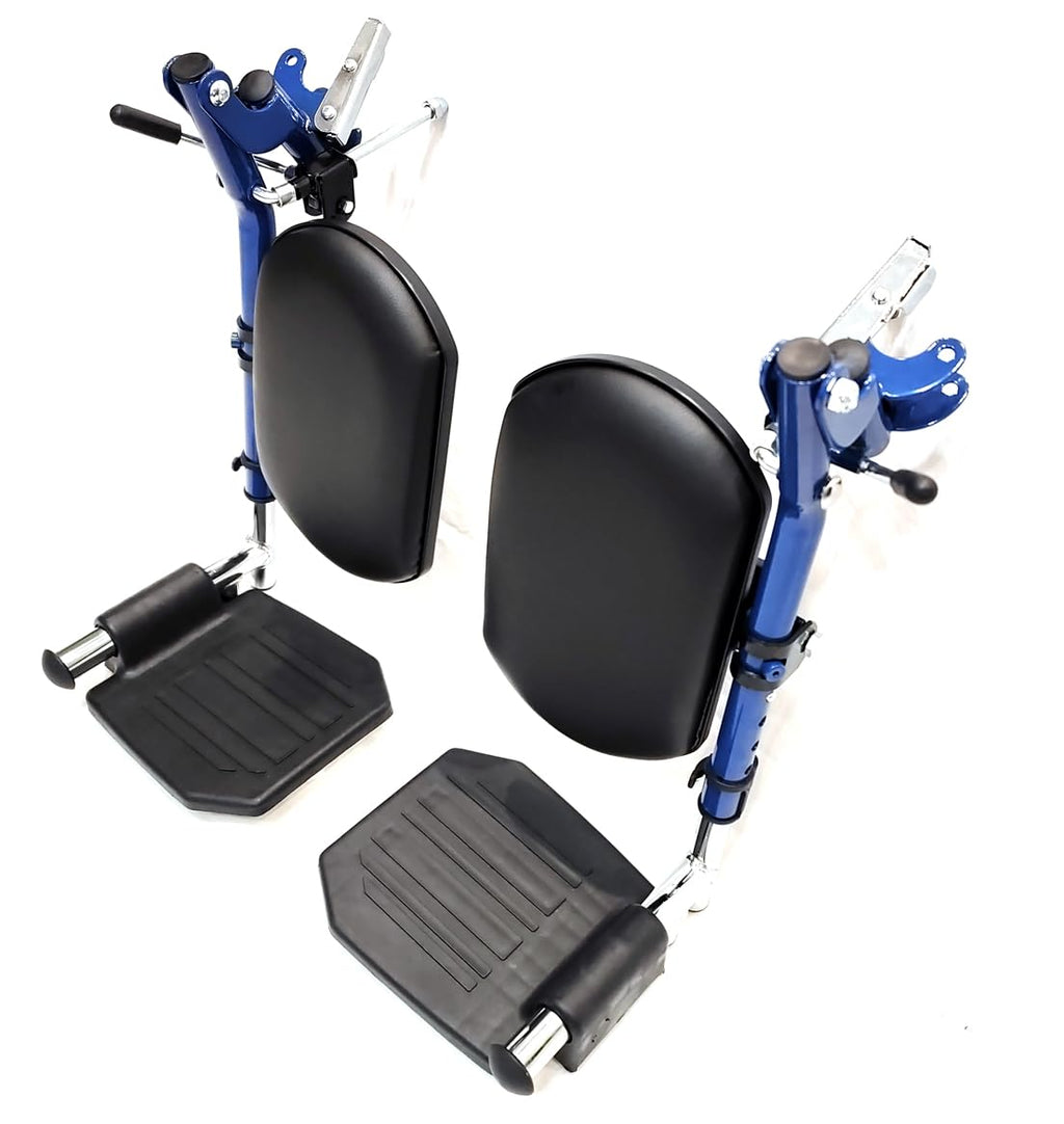 Blue Wheelchair Elevating Leg Rest with Padded Calf Pad J17409