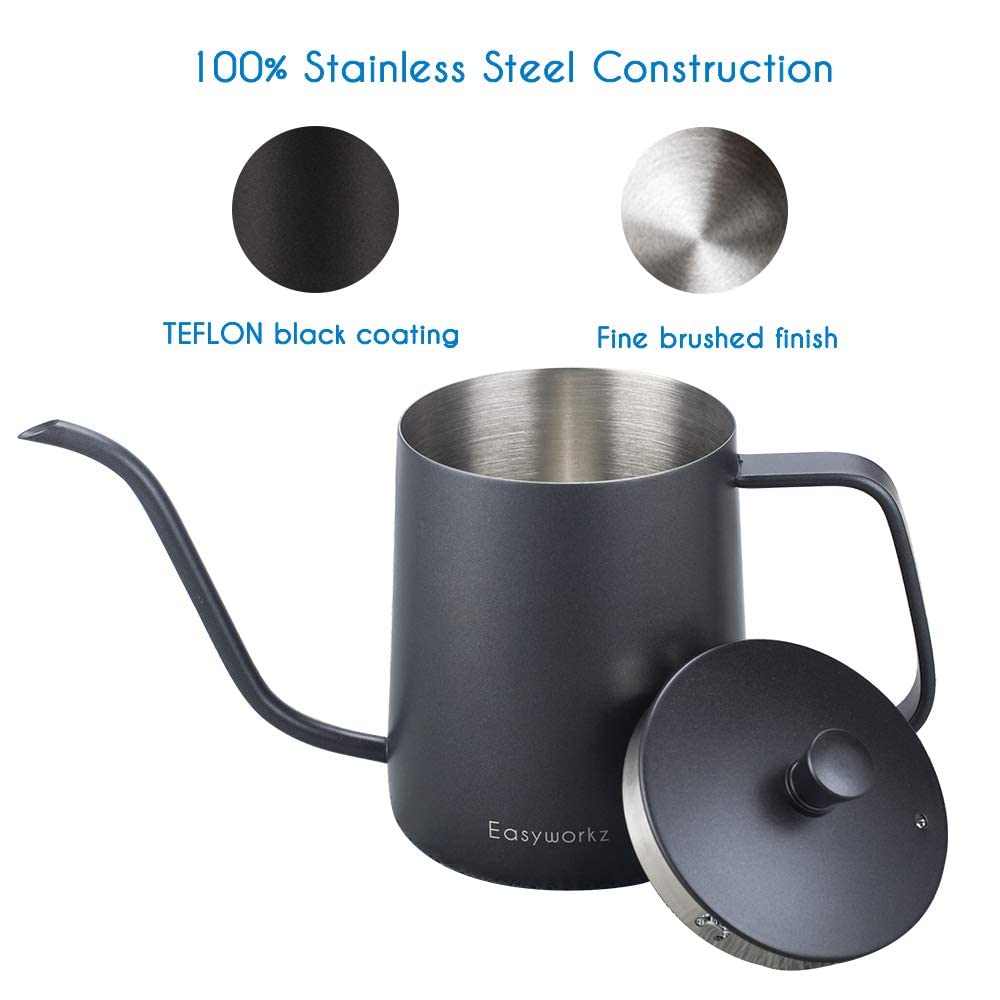 French Press and Gooseneck Pour Over Coffee Kettle 12 oz Stainless Steel Q730552