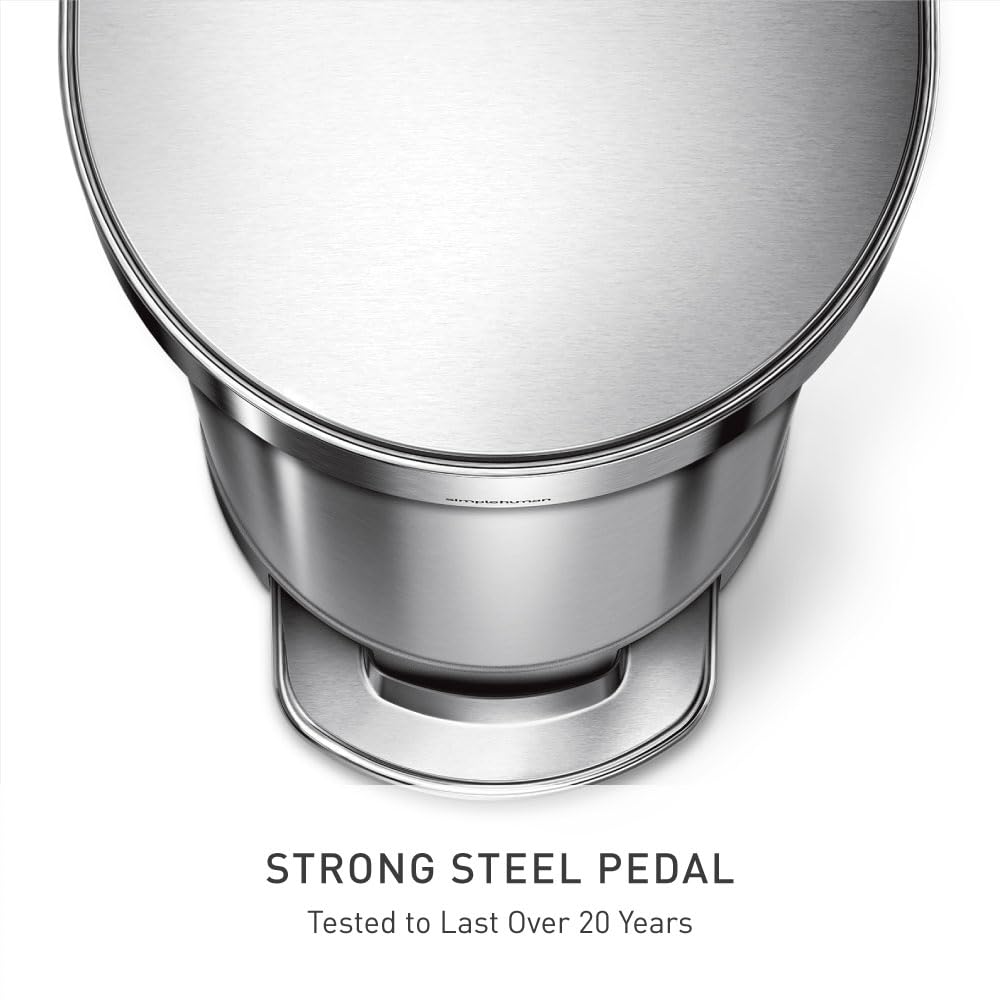45 Liter Brushed Stainless Steel Step Trash Can Q28041