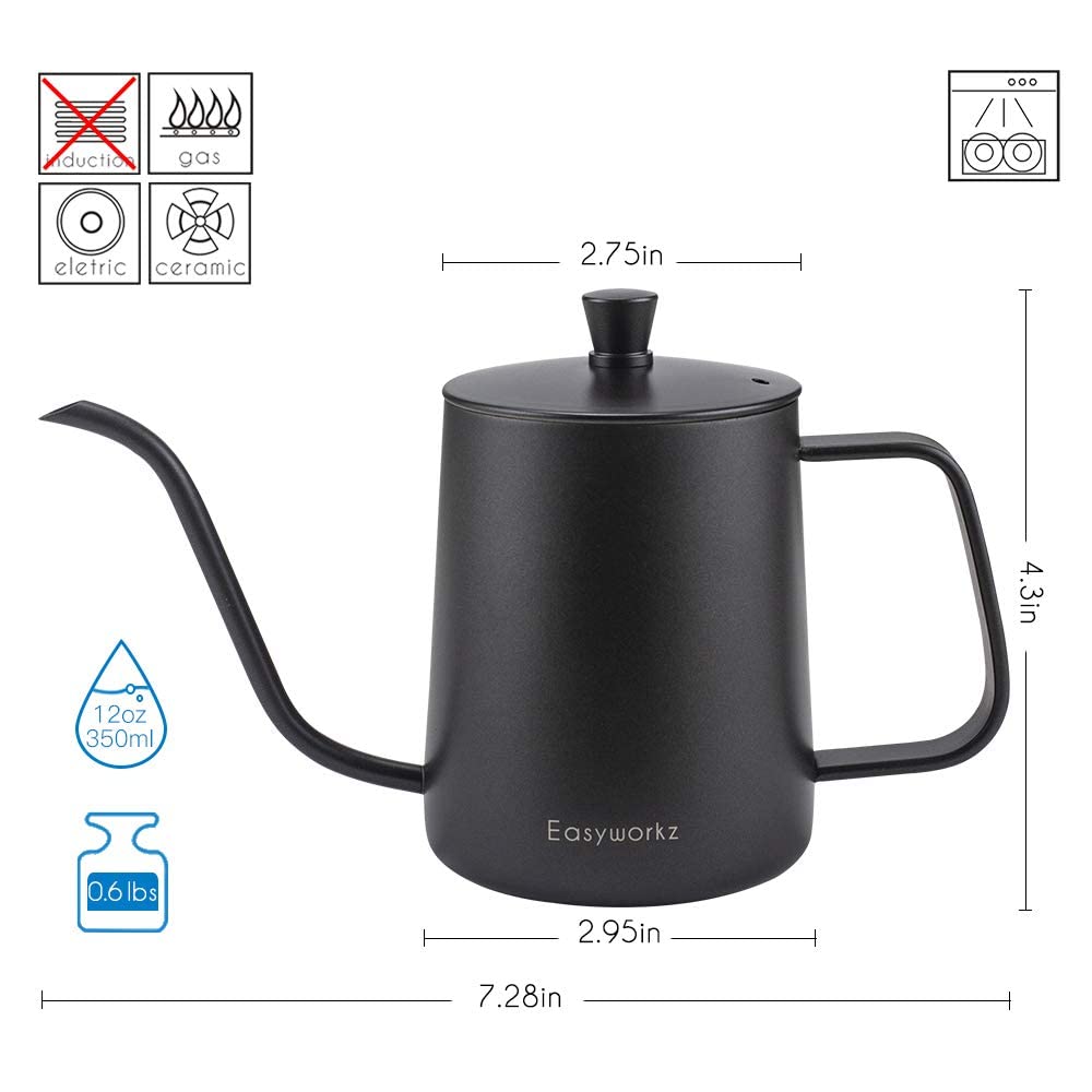 French Press and Gooseneck Pour Over Coffee Kettle 12 oz Stainless Steel Q730552