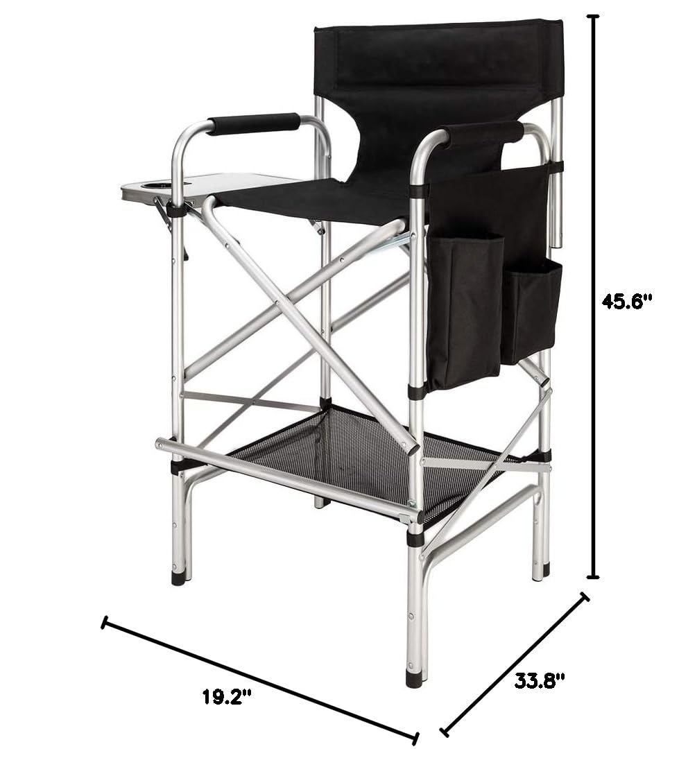 Black Folding Director Chair with Side Table P898665