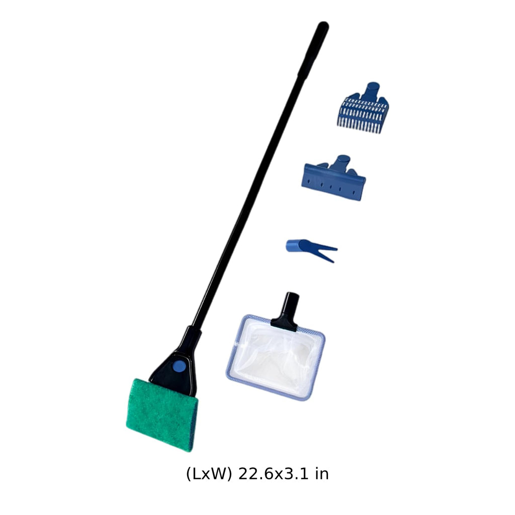 5 in 1 Aquarium Cleaning Kit with Algae Scraper Gravel Rake Fish Net and Brush N114140