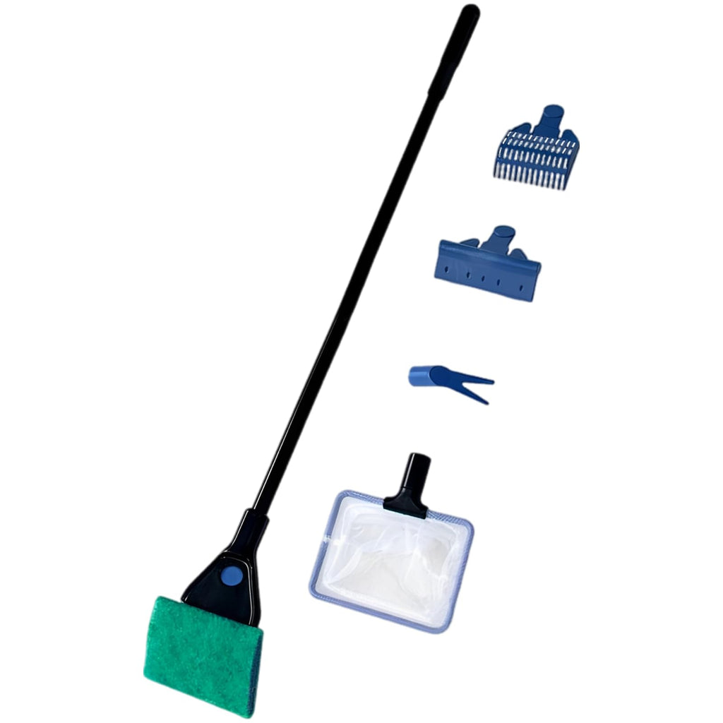 5 in 1 Aquarium Cleaning Kit with Algae Scraper Gravel Rake Fish Net and Brush N114140