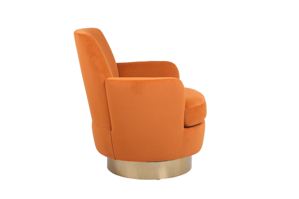 Orange Velvet Swivel Tufted Armchair X12588