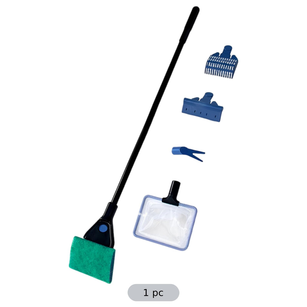 5 in 1 Aquarium Cleaning Kit with Algae Scraper Gravel Rake Fish Net and Brush N114140