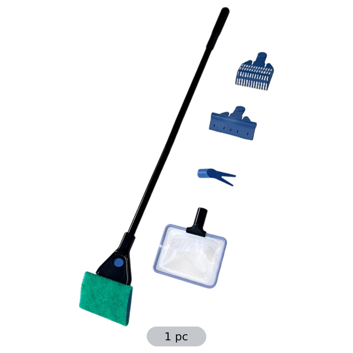 5 in 1 Aquarium Cleaning Kit with Algae Scraper Gravel Rake Fish Net and Brush N114140