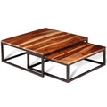 Brown Solid Sheesham Wood Nesting Coffee Table Set of 2 R841