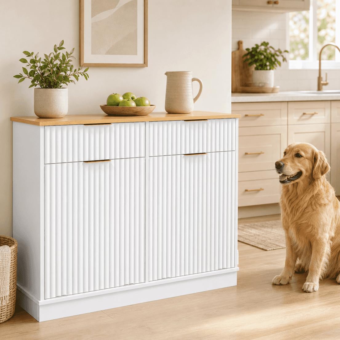 White Double Tilt Out Trash Can Cabinet M69610