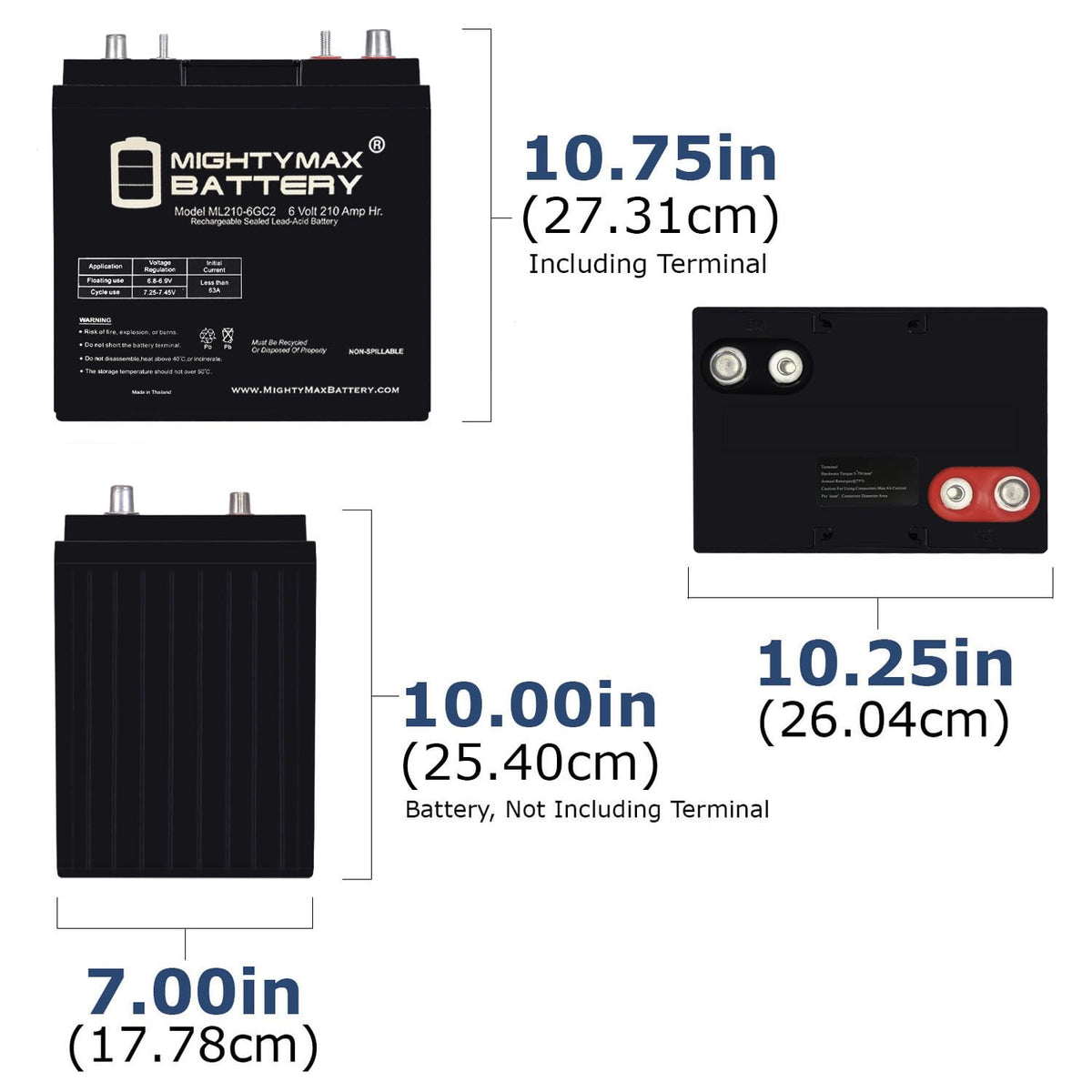 6V 210AH Dual Terminal SLA Replacement Battery 4 Pack W856047