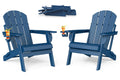 Folding Adirondack Chairs Set of 2 Blue HDPE Z67652