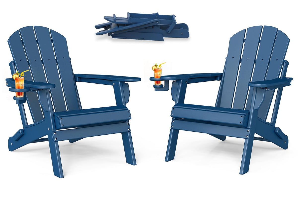 Folding Adirondack Chairs Set of 2 Blue HDPE Z67652