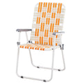 Orange & White Webbed Folding Chairs Set of 2 I760