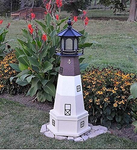 Oak Replica Lighthouse with Base and Solar-Powered LED Lighting, 56" Tall J137821