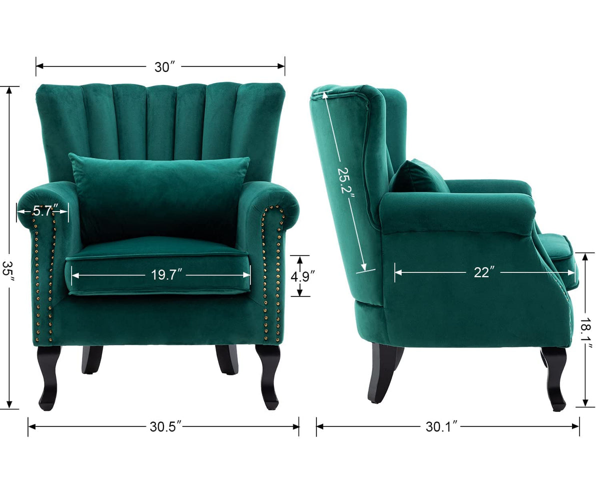 Velvet Accent Chairs Set of 2 Green J2815