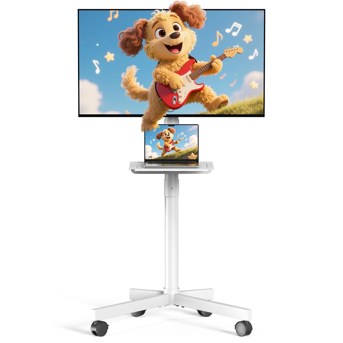 White Rolling TV Stand with Wheels M951