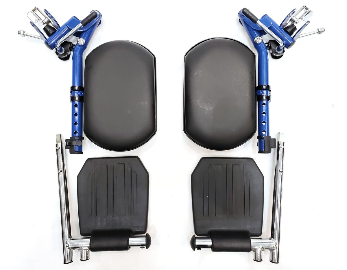 Blue Wheelchair Elevating Leg Rest with Padded Calf Pad J17409