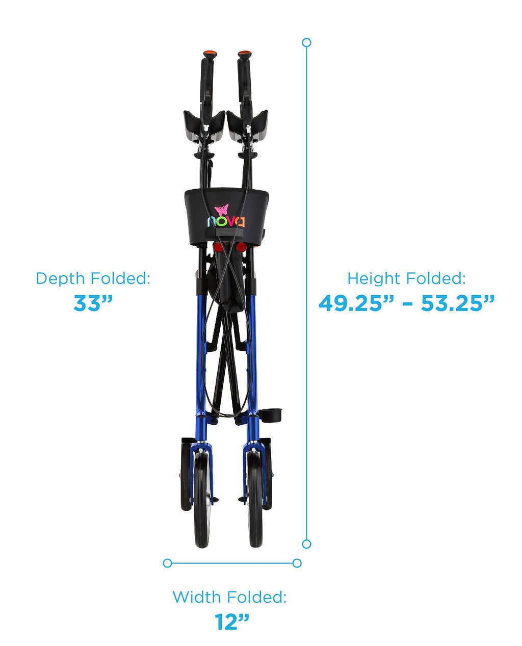 Blue Upright Rollator Walker with 10 Inch Front Wheels A6180