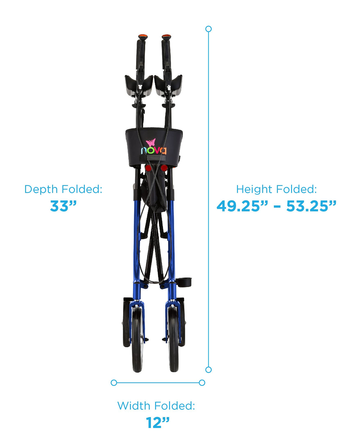 Blue Upright Rollator Walker with 10 Inch Front Wheels A6180