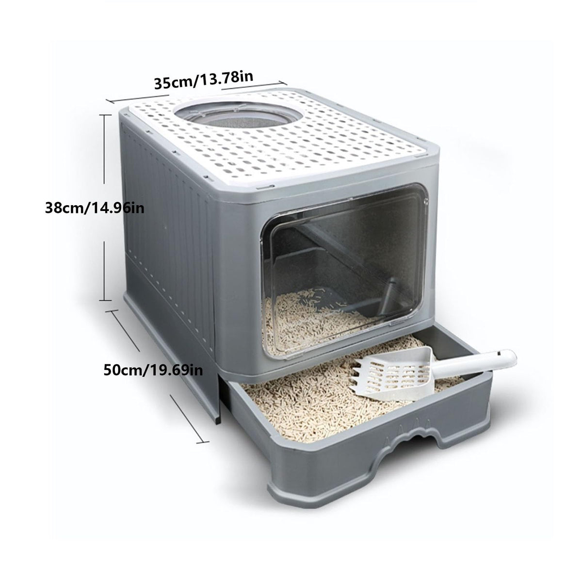 Foldable Enclosed Cat Litter Box with Lid U140930