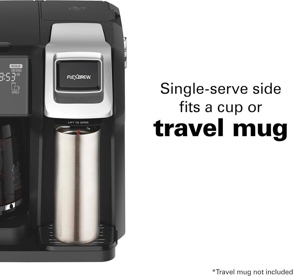 12 Cup Programmable Coffee Maker & Single Serve Drip Coffee Machine, 2-in-1 Automatic Coffee Brewer with Glass Carafe, Reusable Filter, Digital Timer and Warming Plate - Black/Silver Y400