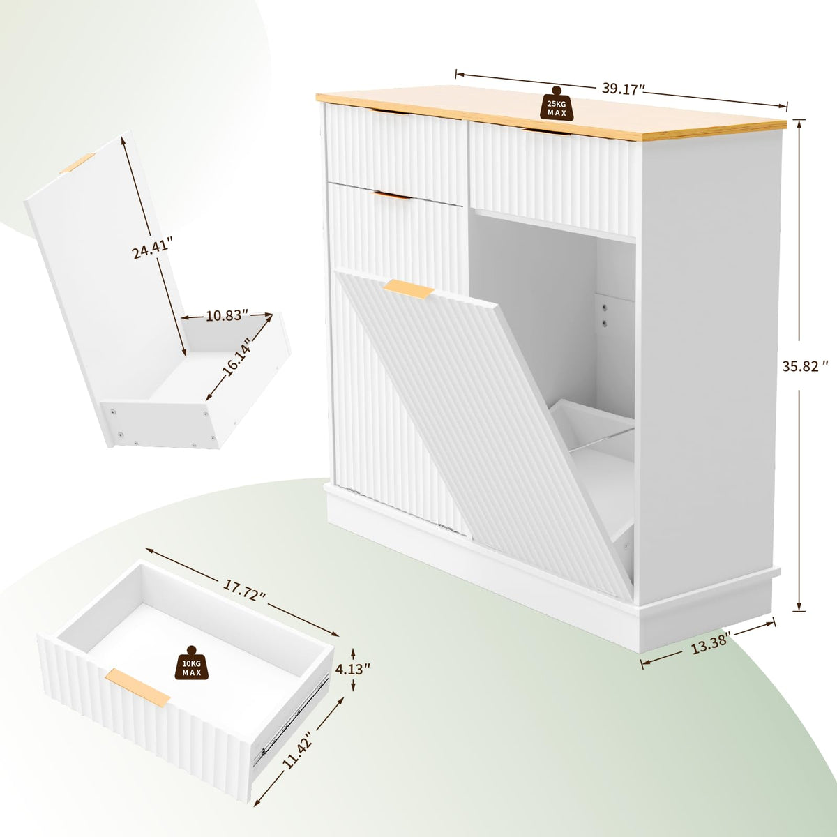 White Double Tilt Out Trash Can Cabinet M69610