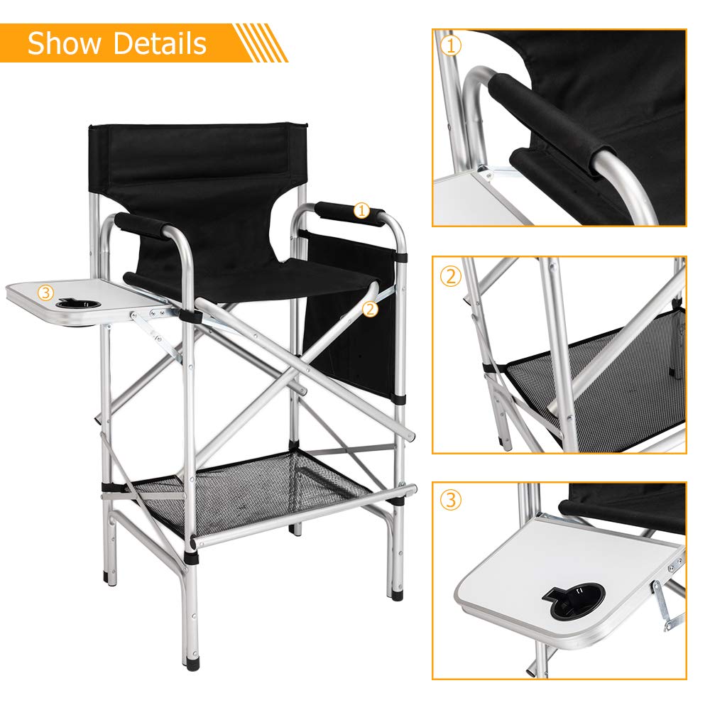 Black Folding Director Chair with Side Table P898665