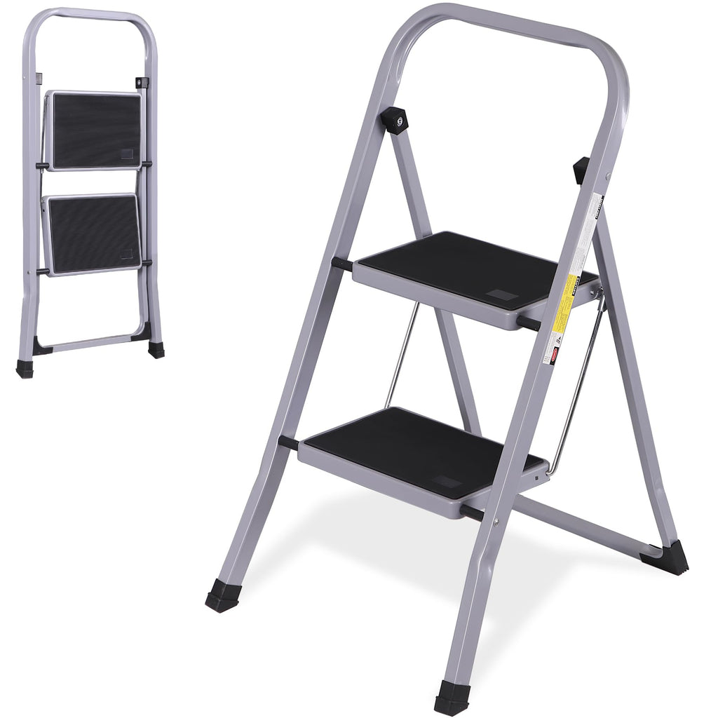2 Step Folding Steel Step Stool with Handgrip Y39076
