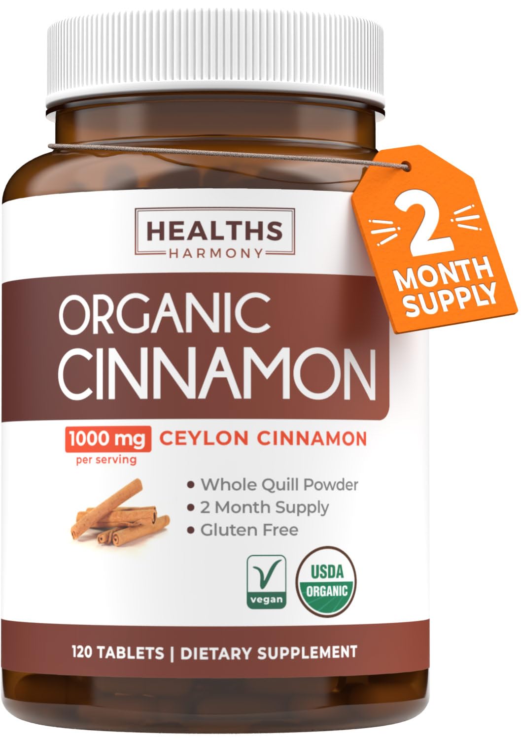 USDA Organic Ceylon Cinnamon 1000mg Vegan Non-GMO Supplement H143658