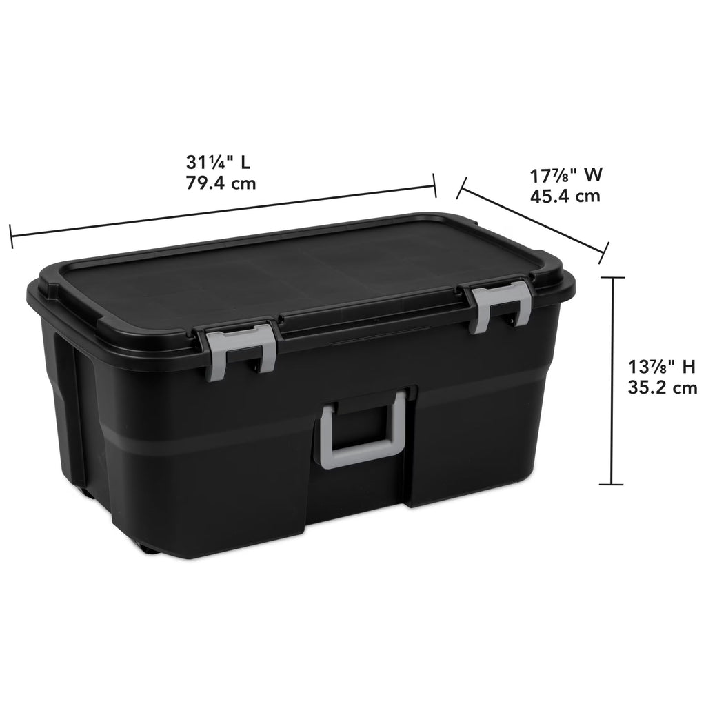 Black 22 Gal Wheeled Plastic Storage Bins W9272