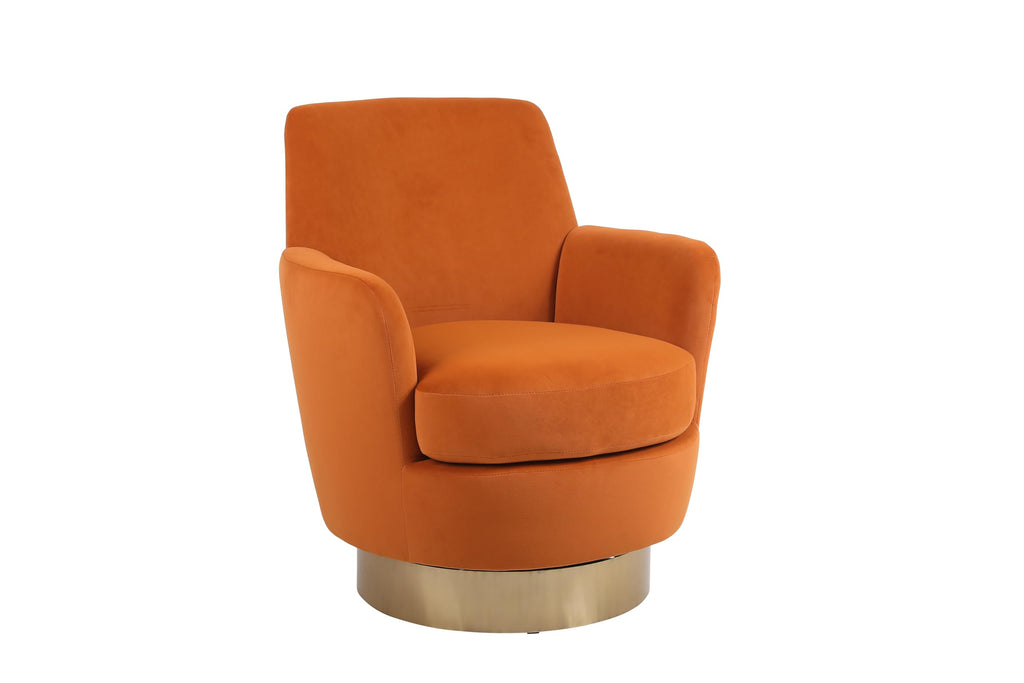 Orange Velvet Swivel Tufted Armchair X12588