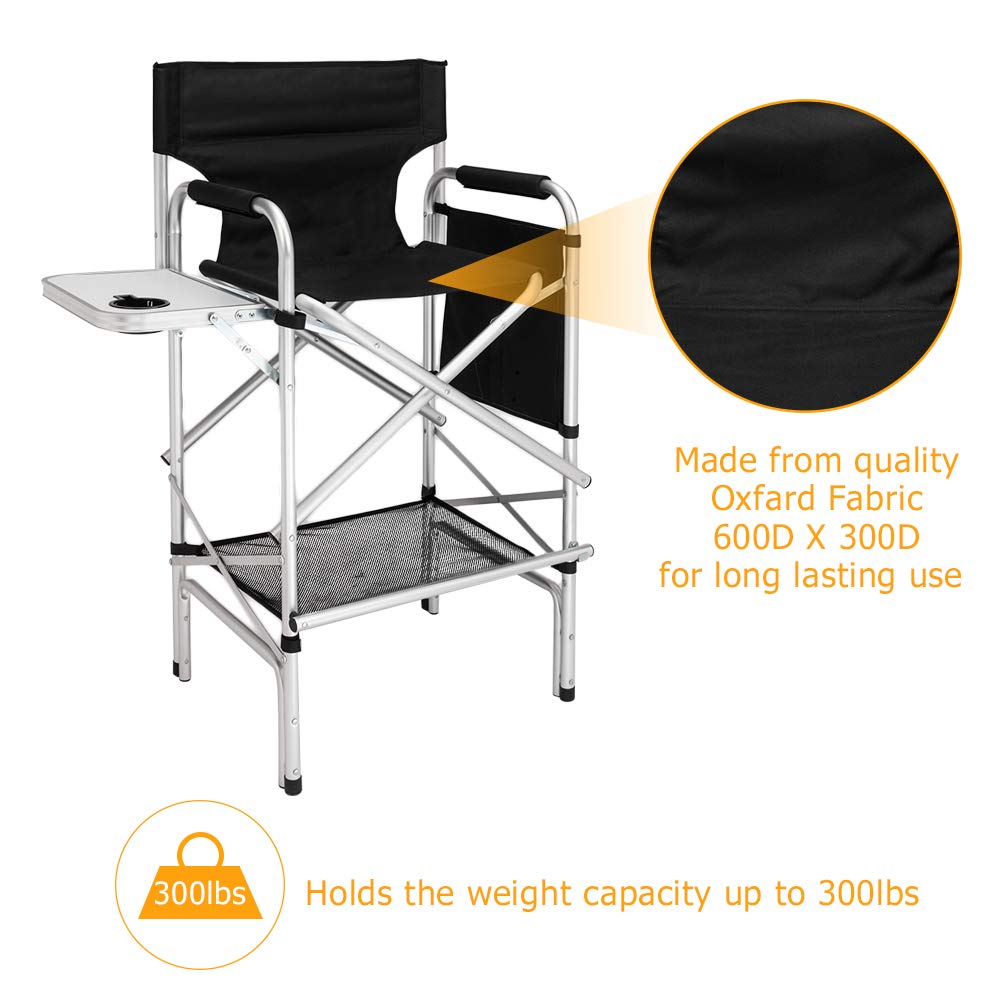 Black Folding Director Chair with Side Table P898665