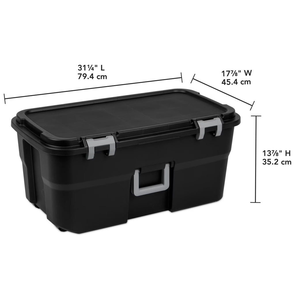 22 Gallon Black Wheeled Plastic Storage Trunk B95848