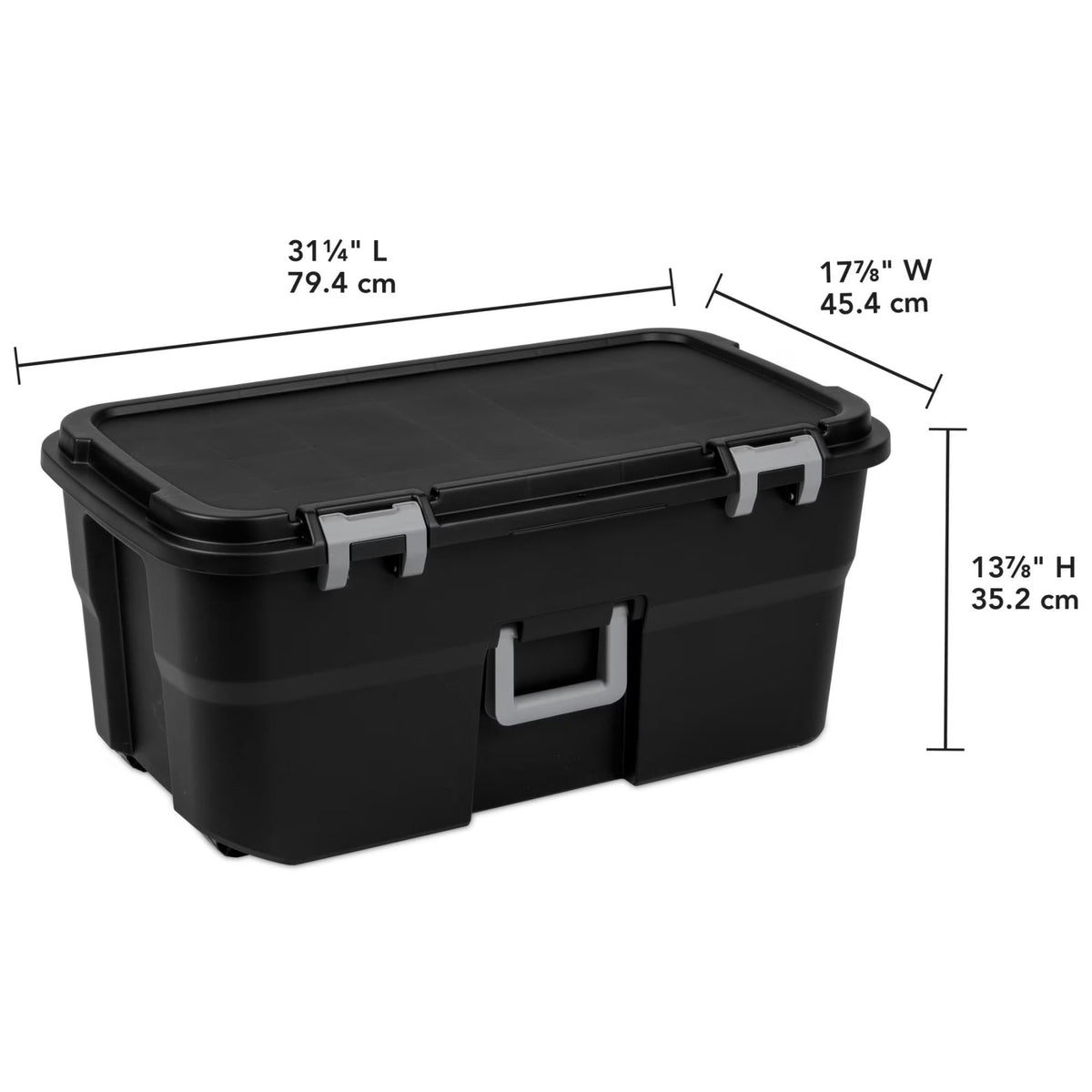 22 Gallon Black Wheeled Plastic Storage Trunk B95848