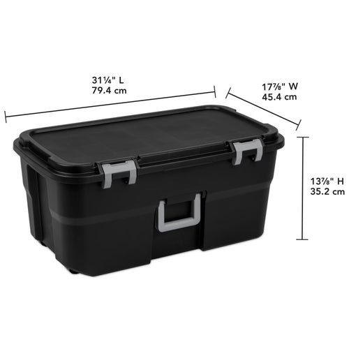 22 Gallon Black Wheeled Plastic Storage Trunk B95848