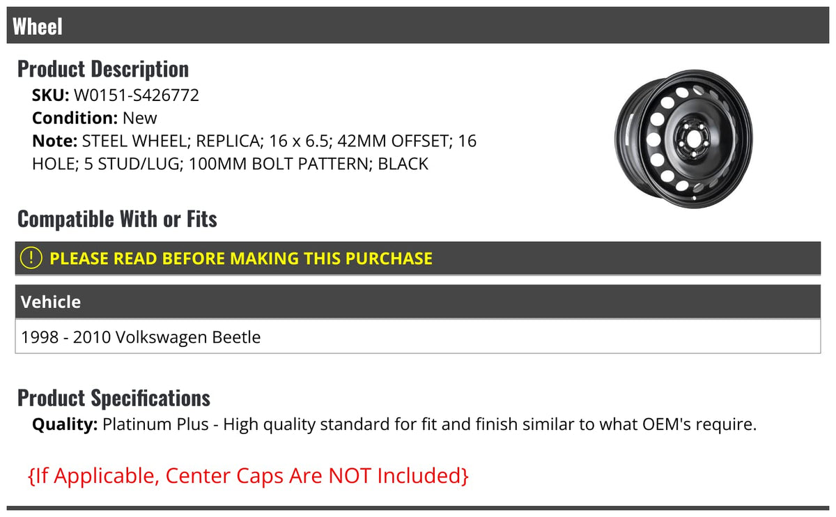 Black 16 x 6.5 Inch 5-Lug Steel Wheel X3385