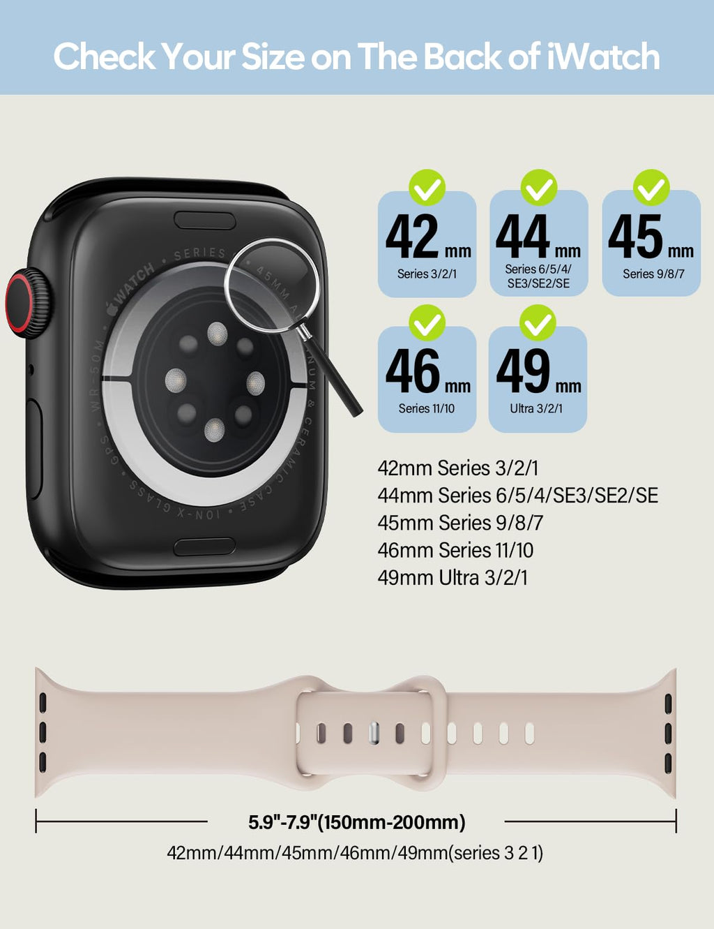 Silicone Band Compatible with Apple Watch 38mm 40mm 41mm 42mm 44mm 45mm 49mm B8486