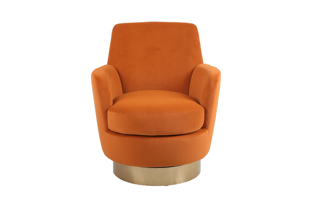 Orange Velvet Swivel Tufted Armchair X12588