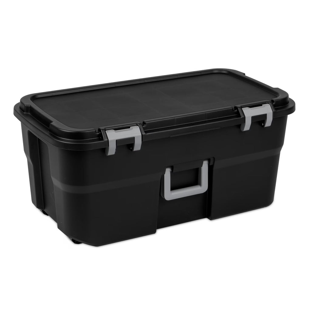 Black 22 Gal Wheeled Plastic Storage Bins W9272