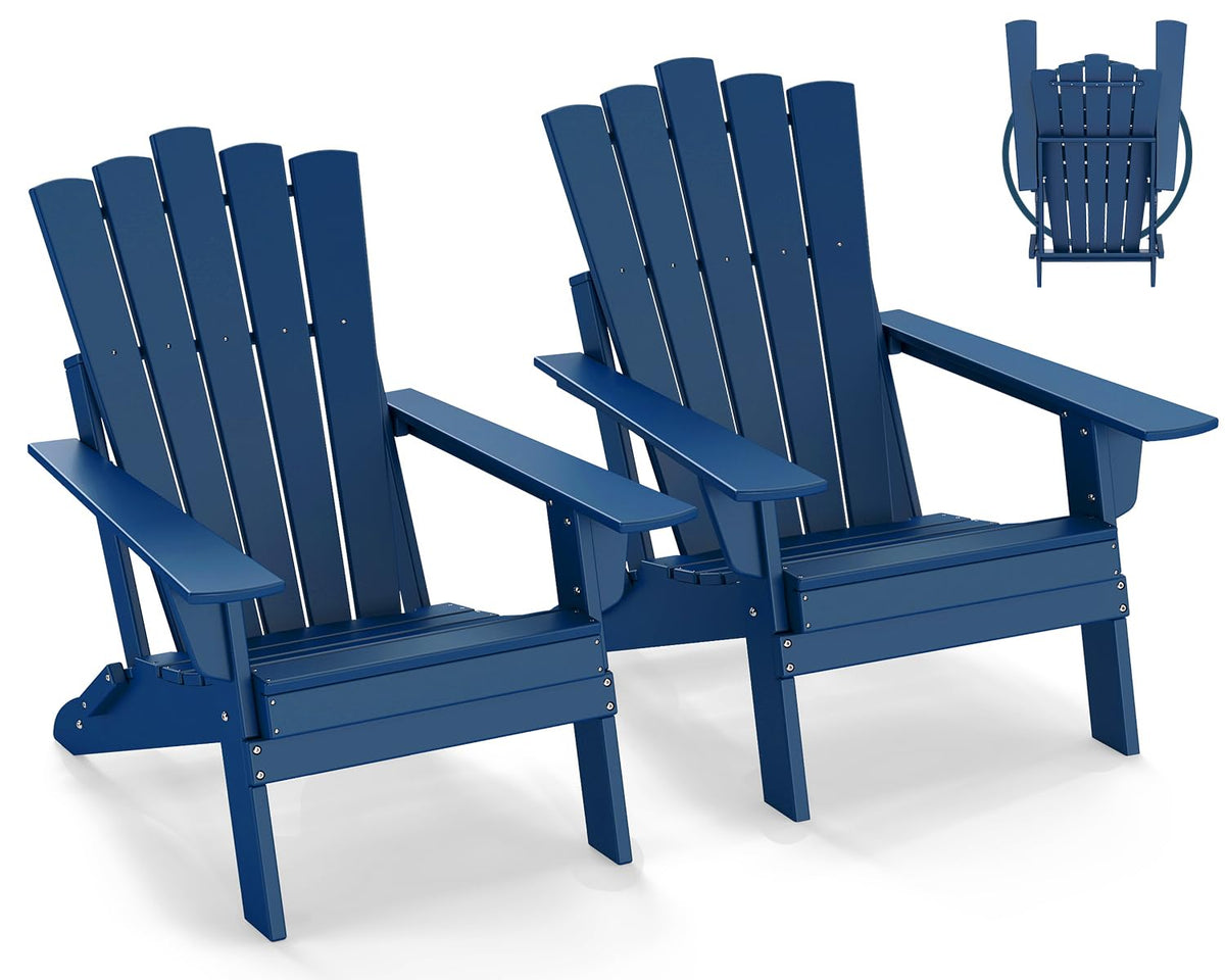 Blue Folding Adirondack Chairs Set of 2 I586