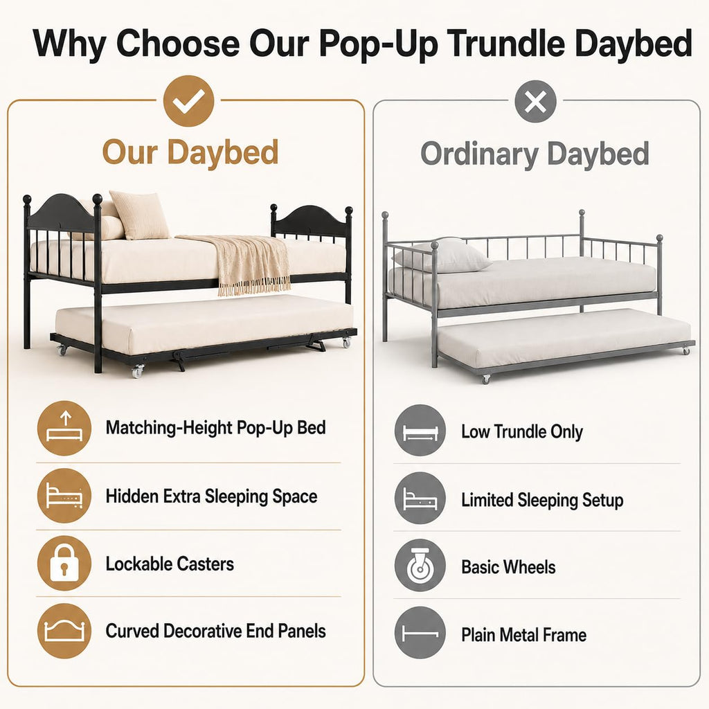 Black Daybed with Pop Up Trundle Z3384