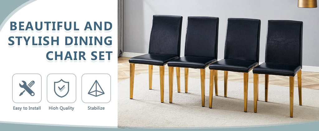 Black Gold Upholstered Dining Chairs Set of 4 Z43190