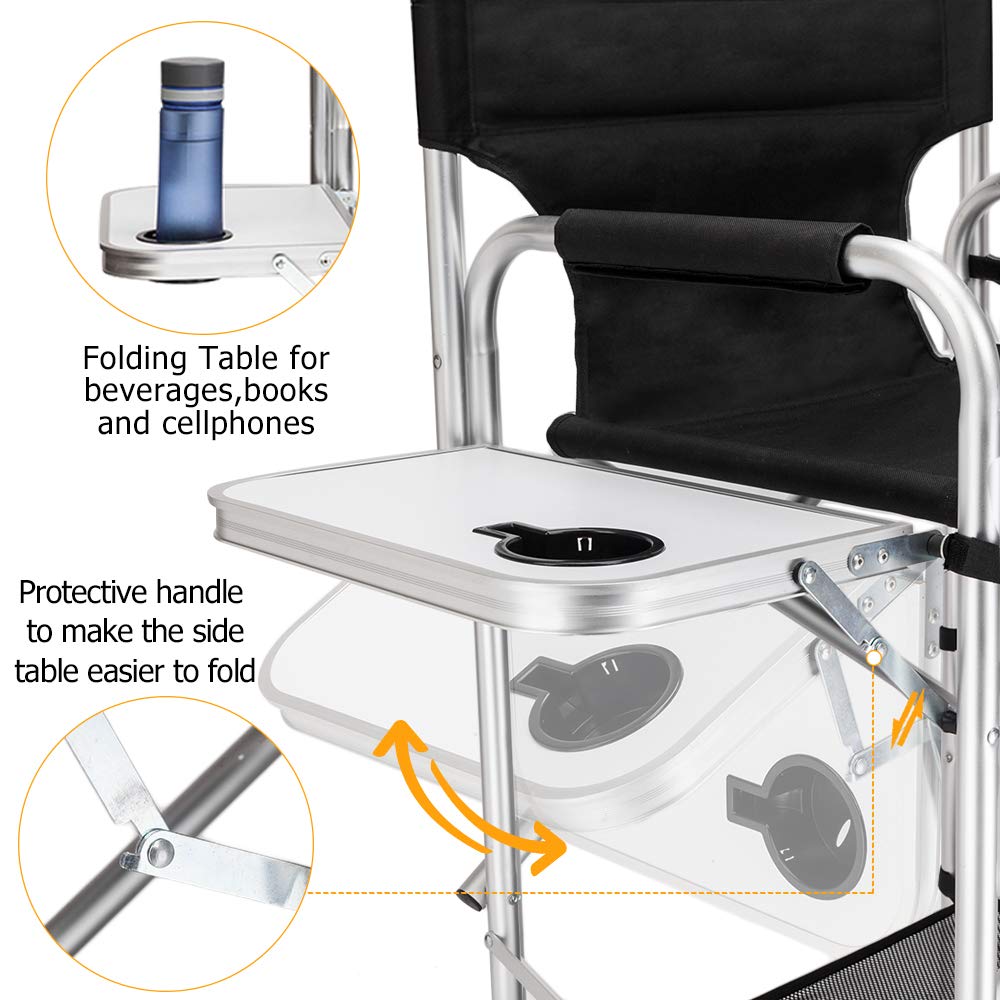 Black Folding Director Chair with Side Table P898665