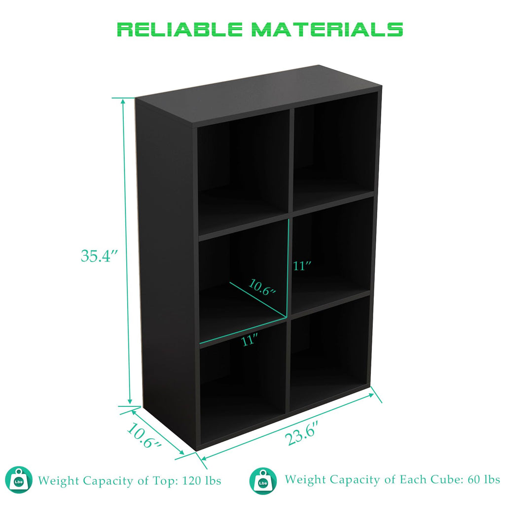 Black 6-Cube Storage Shelf Bookcase O36301