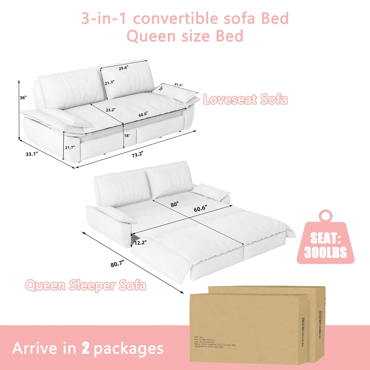 Queen Size Velvet Sleeper Sofa Bed C451769