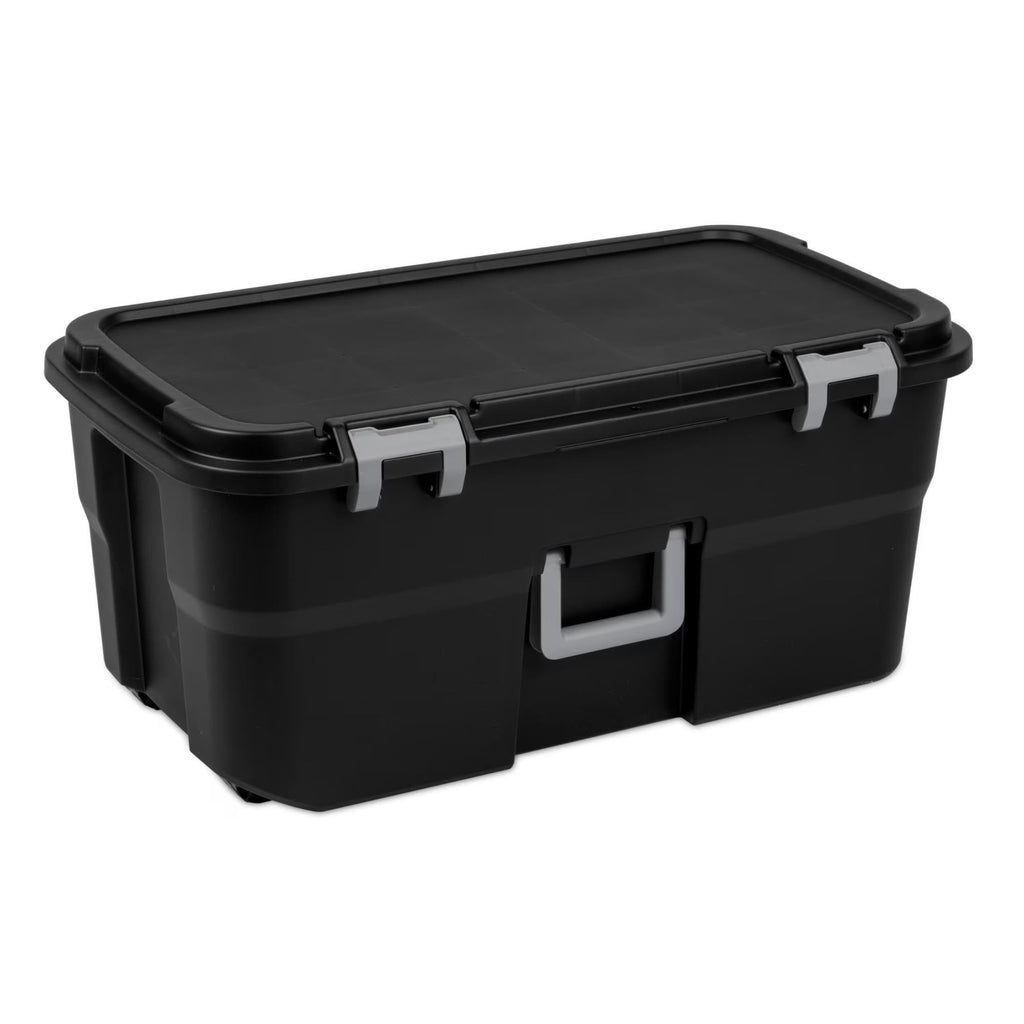 22 Gallon Black Wheeled Plastic Storage Trunk B95848